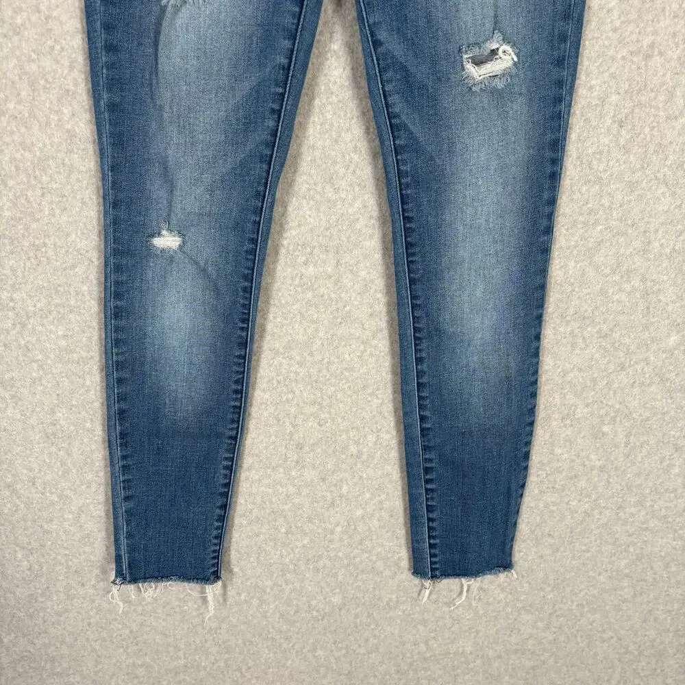 Pacsun Jeans 25 Super‎ Power Stretch Ankle Raw Frayed Hem Holes Whiskers Jegging